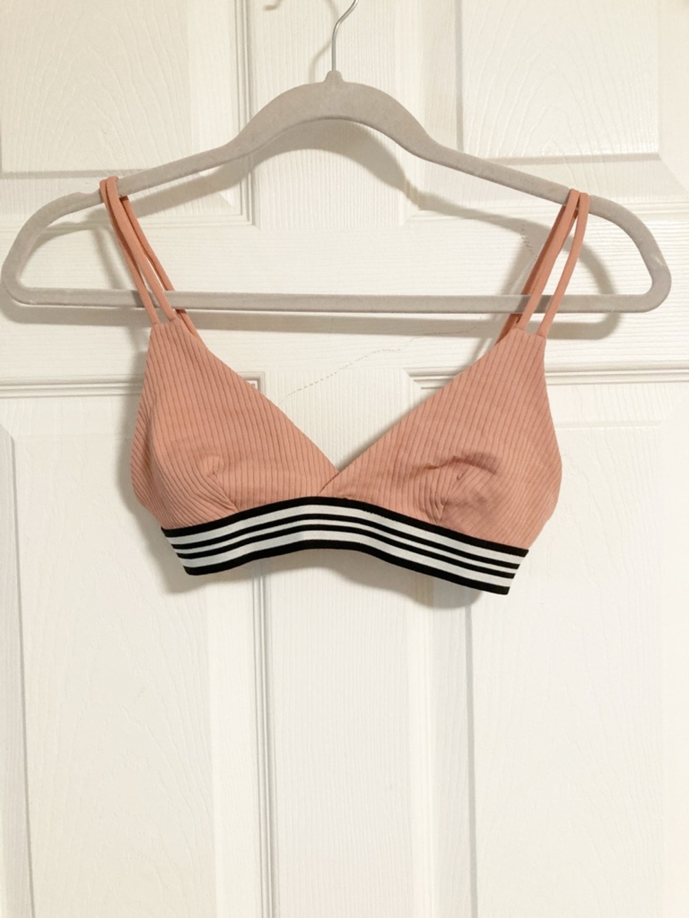 Tavik Beck Bikini Top Desert Rose Pink Stripes Adjustable Straps NWT Size M